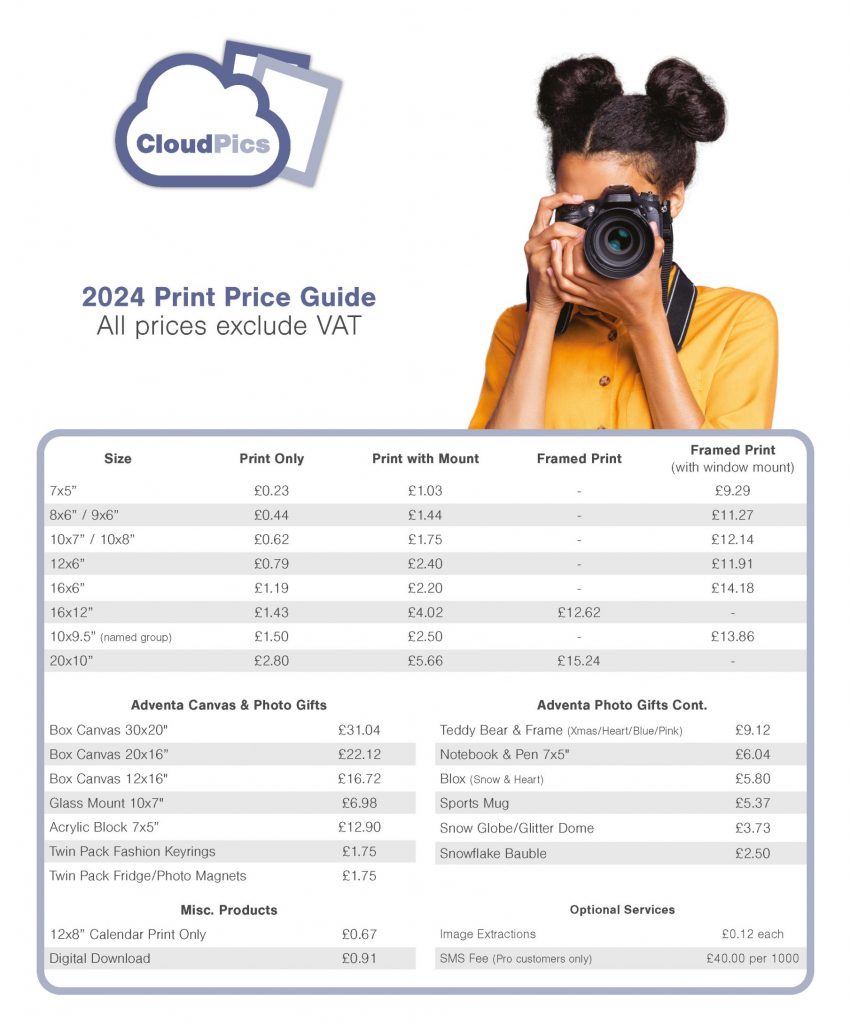 CloudPics Price Guide - March 24